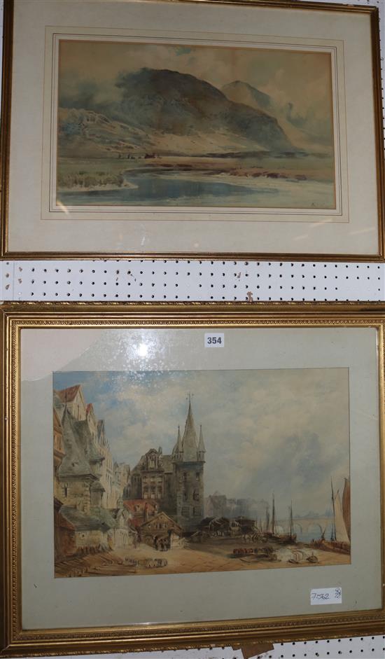 Wilfred J. Lineham, watercolour, Rothenburg and two other watercolours (3)